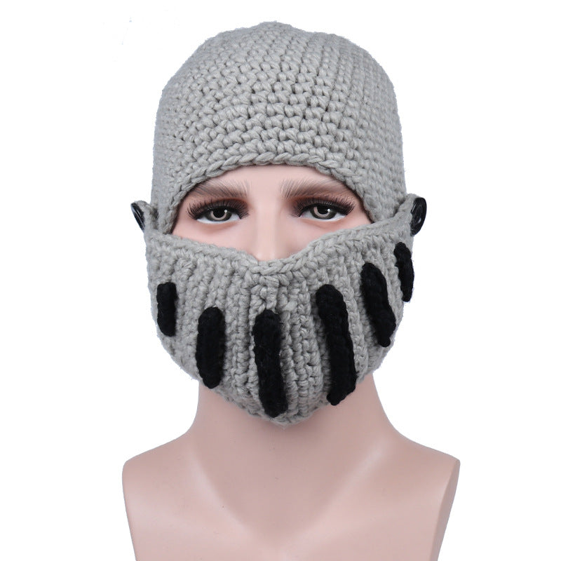 Roman Knight Balaclava Knit Ski Mask - Full Face Crochet Balaclava with Breathable Vertical Slits, Windproof Winter Face Cover for Outdoor Sports & Streetwear