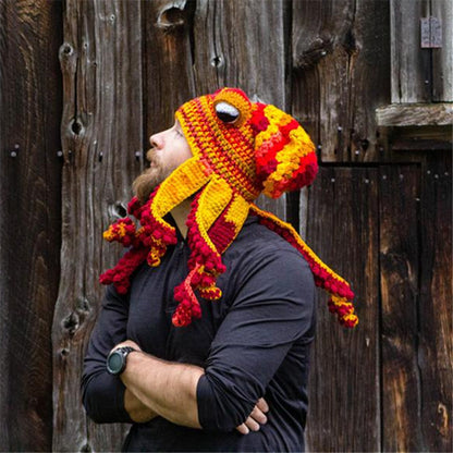 Octopus Beanie for Men | Funny 3D Tentacle Knit Hat with Googly Eye | Festival Party Winter Casual Headwear