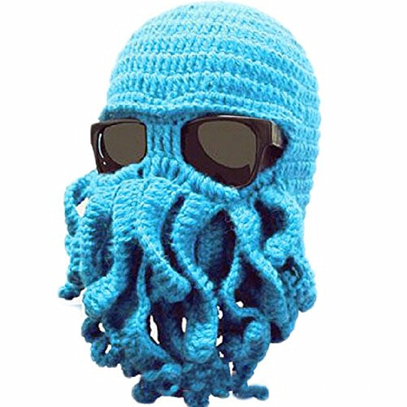 Octopus Cthulhu Tentacle Balaclava Warm Windproof Full Face Knit Beanie Holiday Winter Hat for Adult Outdoor Sports Riding