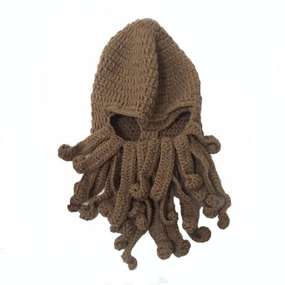 Octopus Cthulhu Tentacle Balaclava Warm Windproof Full Face Knit Beanie Holiday Winter Hat for Adult Outdoor Sports Riding