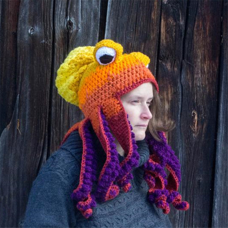 Octopus Beanie for Men | Funny 3D Tentacle Knit Hat with Googly Eye | Festival Party Winter Casual Headwear