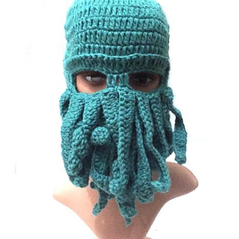 Octopus Cthulhu Tentacle Balaclava Warm Windproof Full Face Knit Beanie Holiday Winter Hat for Adult Outdoor Sports Riding