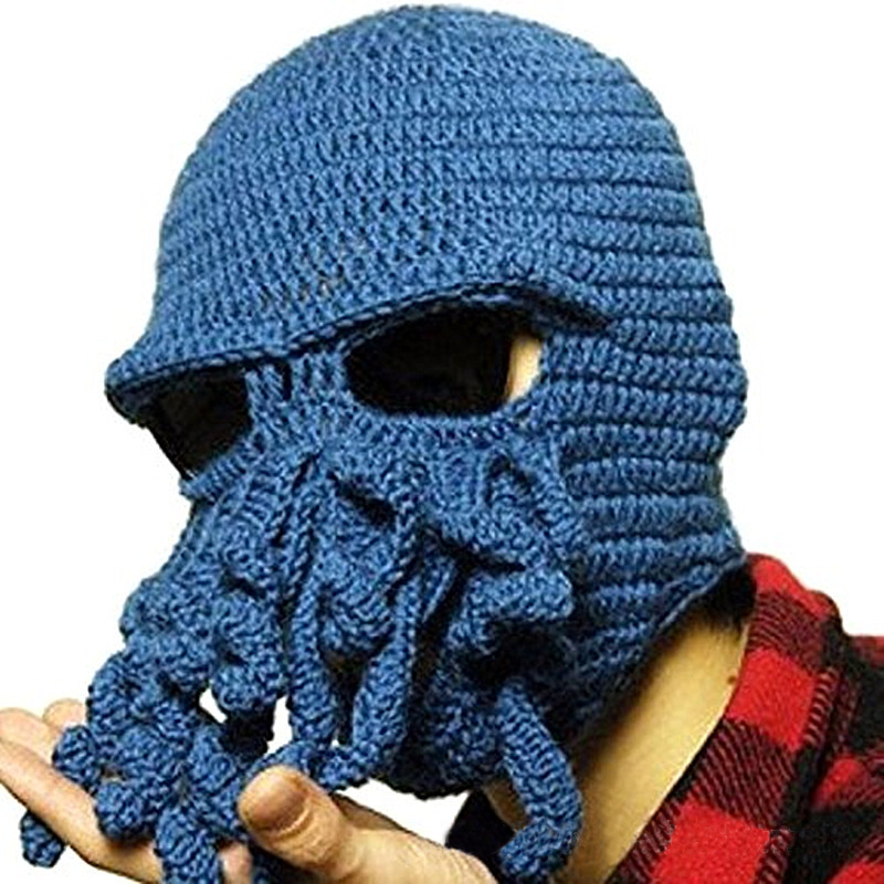 Octopus Cthulhu Tentacle Balaclava Warm Windproof Full Face Knit Beanie Holiday Winter Hat for Adult Outdoor Sports Riding