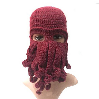 Octopus Cthulhu Tentacle Balaclava Warm Windproof Full Face Knit Beanie Holiday Winter Hat for Adult Outdoor Sports Riding