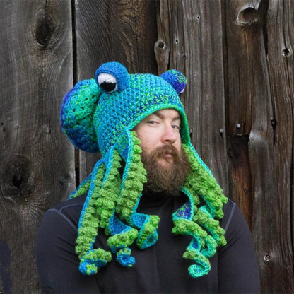 Octopus Beanie for Men | Funny 3D Tentacle Knit Hat with Googly Eye | Festival Party Winter Casual Headwear