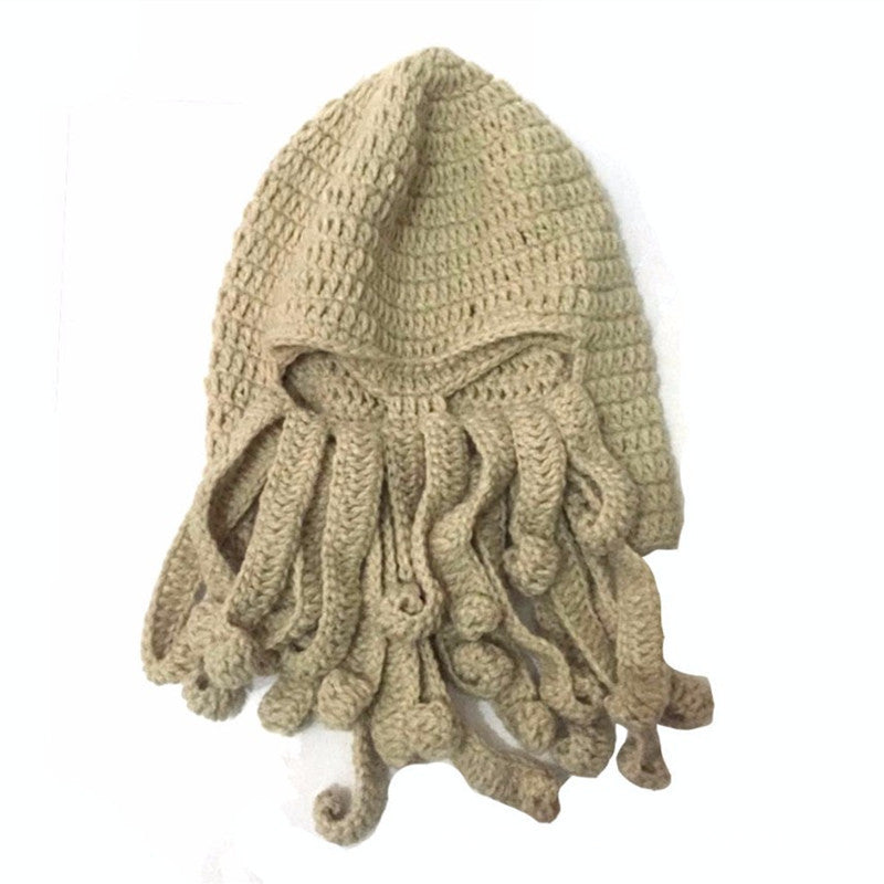 Octopus Cthulhu Tentacle Balaclava Warm Windproof Full Face Knit Beanie Holiday Winter Hat for Adult Outdoor Sports Riding