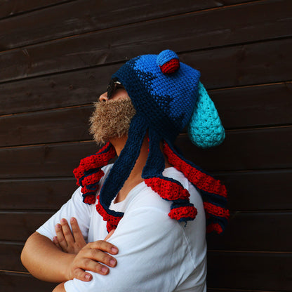 Octopus Beanie for Men | Funny 3D Tentacle Knit Hat with Googly Eye | Festival Party Winter Casual Headwear