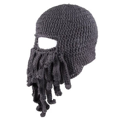 Octopus Cthulhu Tentacle Balaclava Warm Windproof Full Face Knit Beanie Holiday Winter Hat for Adult Outdoor Sports Riding
