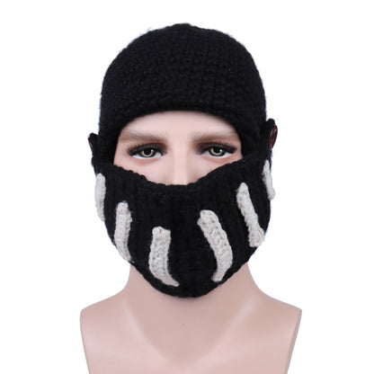Roman Knight Balaclava Knit Ski Mask - Full Face Crochet Balaclava with Breathable Vertical Slits, Windproof Winter Face Cover for Outdoor Sports & Streetwear