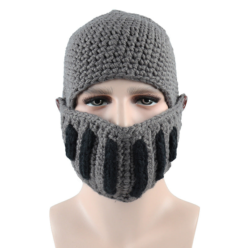 Roman Knight Balaclava Knit Ski Mask - Full Face Crochet Balaclava with Breathable Vertical Slits, Windproof Winter Face Cover for Outdoor Sports & Streetwear