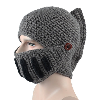 Roman Knight Balaclava Knit Ski Mask - Full Face Crochet Balaclava with Breathable Vertical Slits, Windproof Winter Face Cover for Outdoor Sports & Streetwear