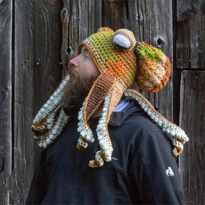 Octopus Beanie for Men | Funny 3D Tentacle Knit Hat with Googly Eye | Festival Party Winter Casual Headwear