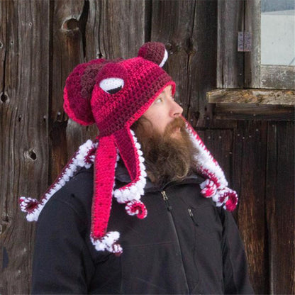 Octopus Beanie for Men | Funny 3D Tentacle Knit Hat with Googly Eye | Festival Party Winter Casual Headwear