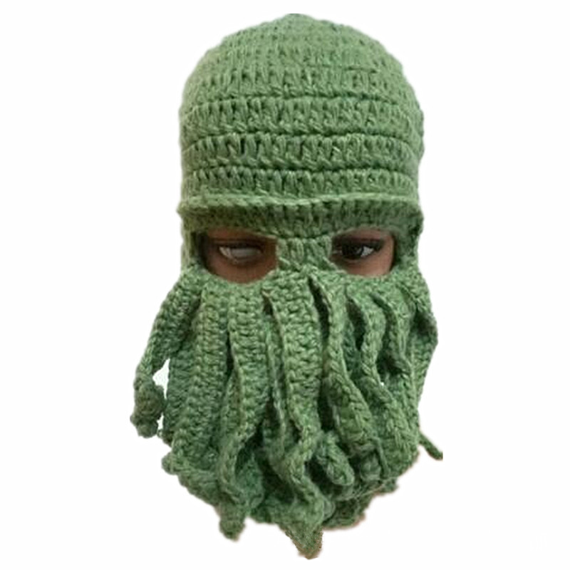 Octopus Cthulhu Tentacle Balaclava Warm Windproof Full Face Knit Beanie Holiday Winter Hat for Adult Outdoor Sports Riding
