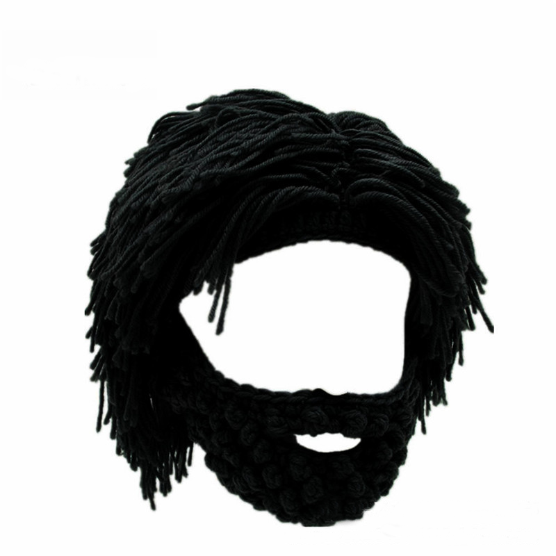 Dreadlock Beanie with Beard - Handmade Knitted Winter Hat for Men, Warm Funny Wig Cap for Outdoor Cycling, Camping & Daily Wear