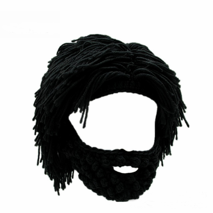 Dreadlock Beanie with Beard - Handmade Knitted Winter Hat for Men, Warm Funny Wig Cap for Outdoor Cycling, Camping & Daily Wear