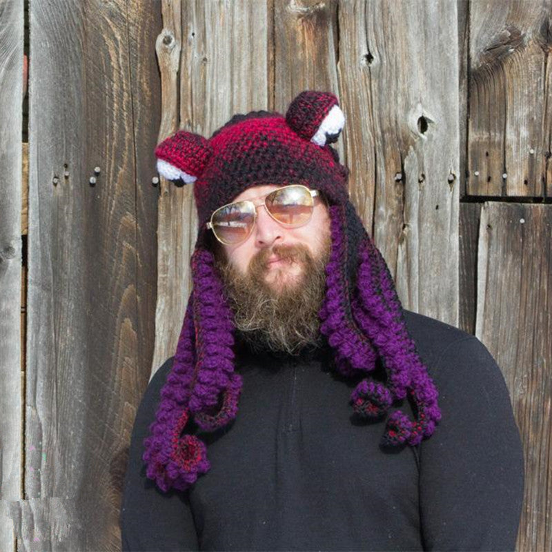 Octopus Beanie for Men | Funny 3D Tentacle Knit Hat with Googly Eye | Festival Party Winter Casual Headwear