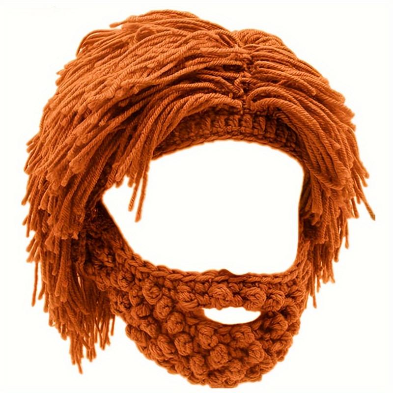 Dreadlock Beanie with Beard - Handmade Knitted Winter Hat for Men, Warm Funny Wig Cap for Outdoor Cycling, Camping & Daily Wear