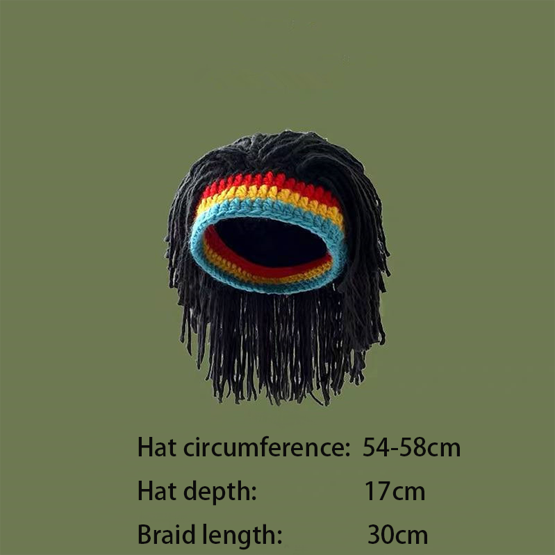 Bohemian Rainbow Fringe Dreadlock Beanie – Hippie Style Crochet Knit Hat for Festival, Rave & Streetwear
