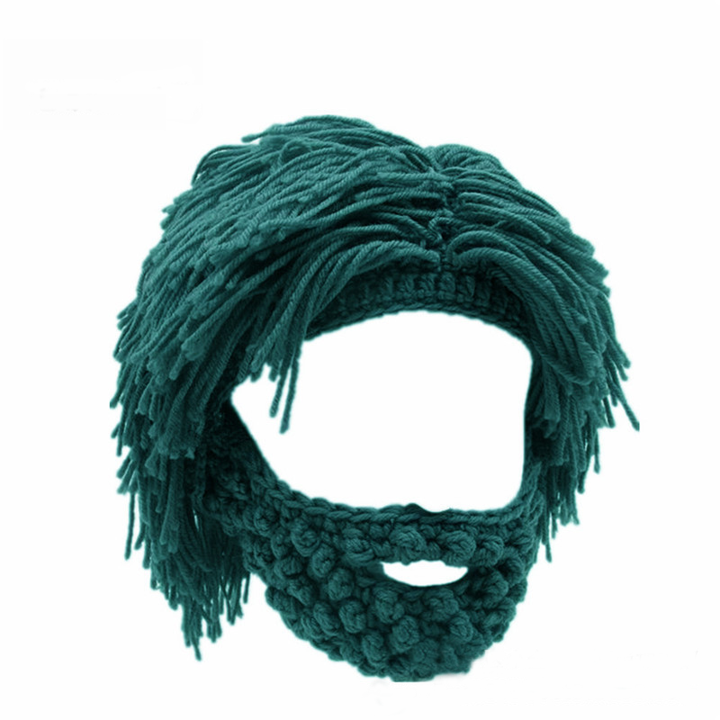 Dreadlock Beanie with Beard - Handmade Knitted Winter Hat for Men, Warm Funny Wig Cap for Outdoor Cycling, Camping & Daily Wear