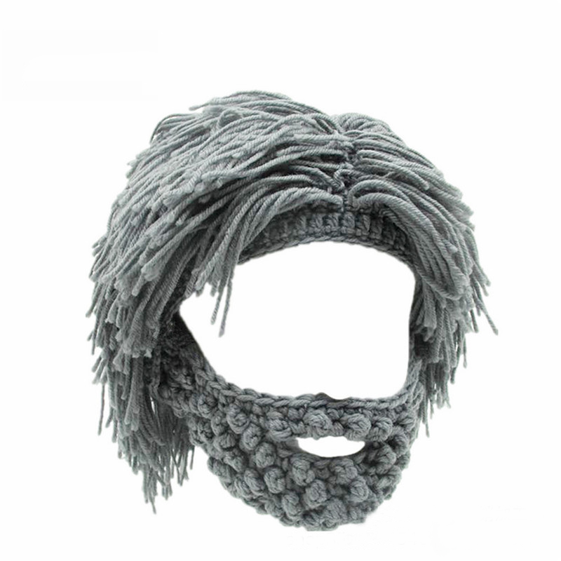 Dreadlock Beanie with Beard - Handmade Knitted Winter Hat for Men, Warm Funny Wig Cap for Outdoor Cycling, Camping & Daily Wear